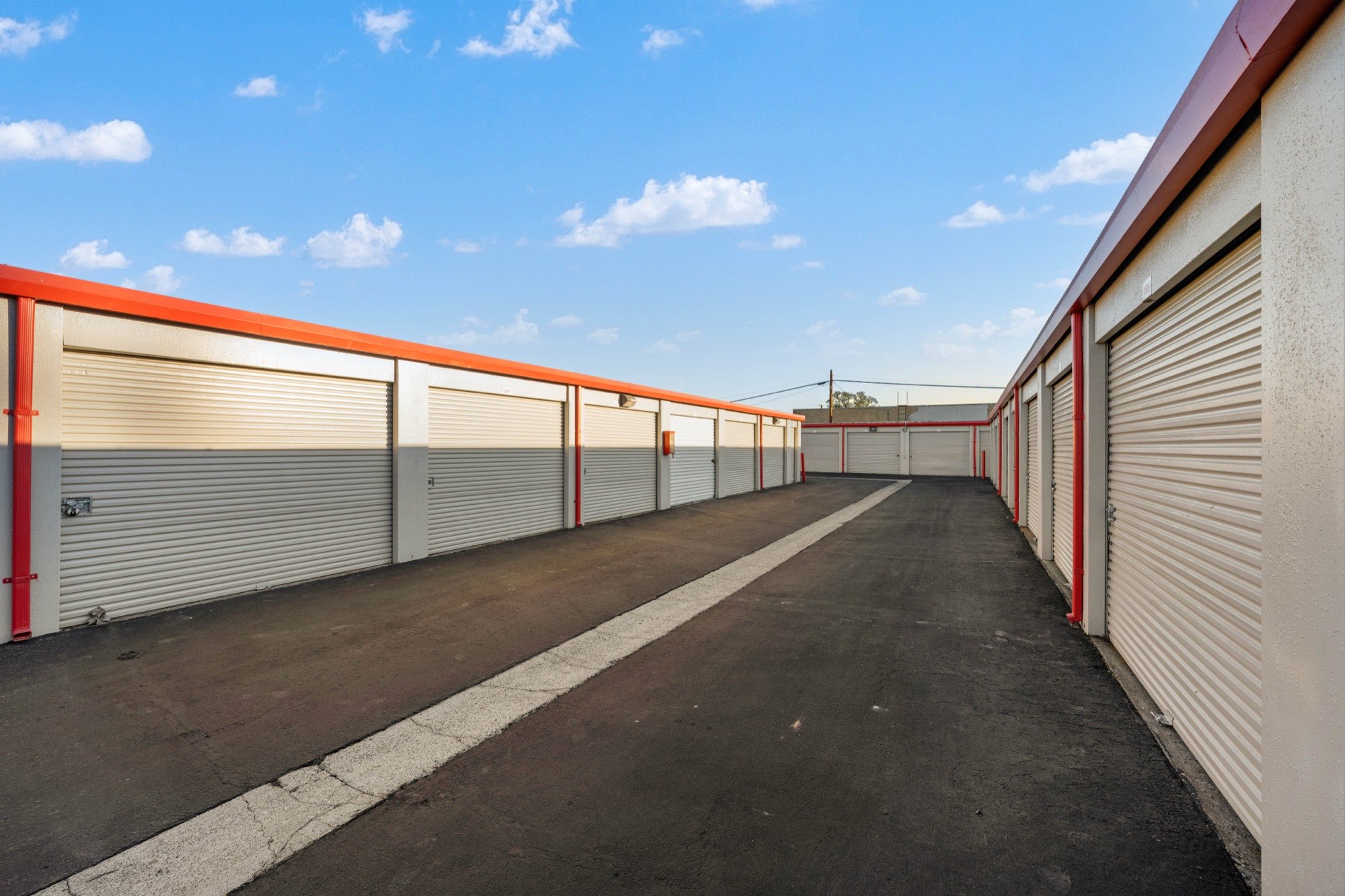 Freshly sealed and striped drive aisle