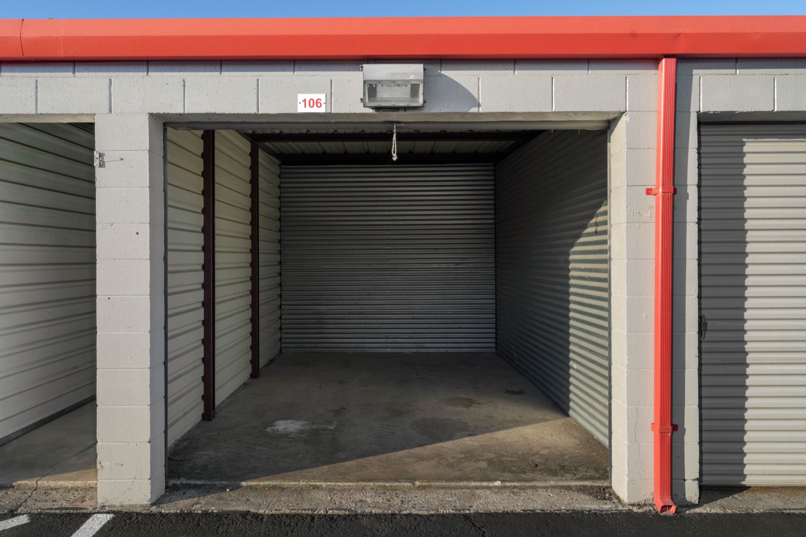 An open drive-up storage unit